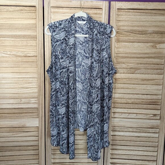 CJ Banks Paisley Sleeveless Open Cardigan Size 1X - Picture 1 of 12